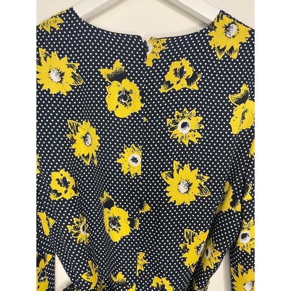 Banana Republic SZ 6 Nvy/White Polka Dot W/ Floral Design - Picture 6 of 11